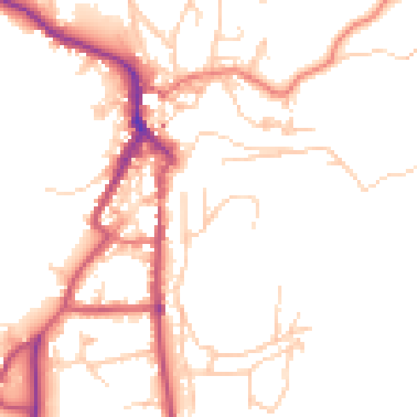 Daytime road noise heatmap for LA22 0BG