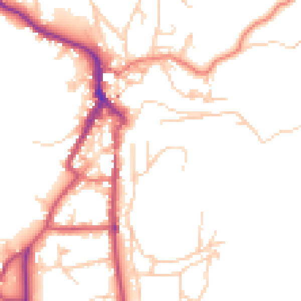 Daytime road noise heatmap for LA22 0BJ