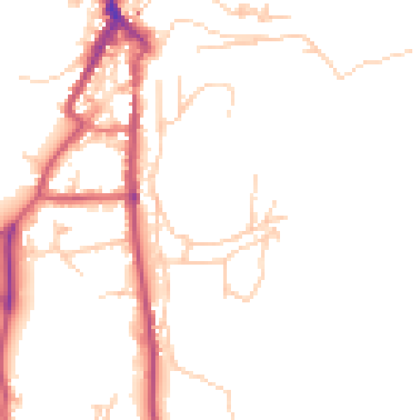 Daytime road noise heatmap for LA22 0BN