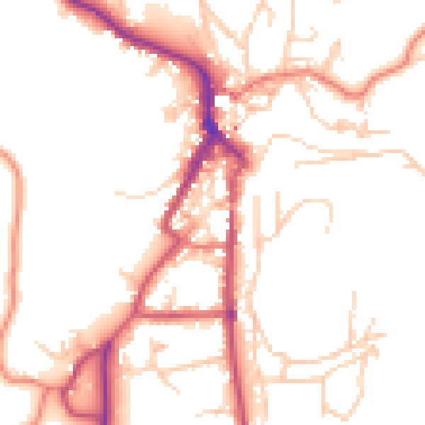 Daytime road noise heatmap for LA22 0BU