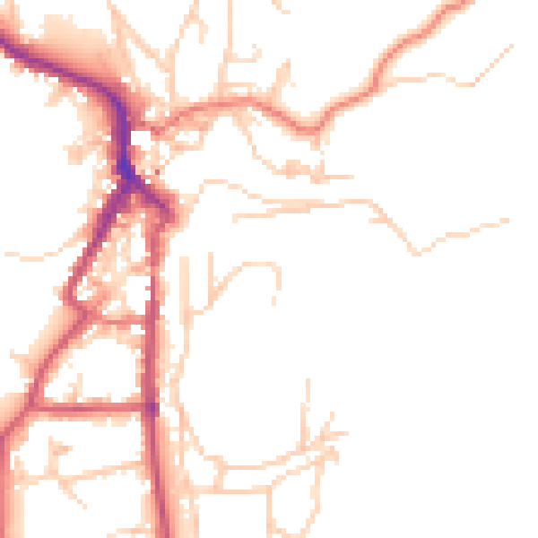 Daytime road noise heatmap for LA22 0BW