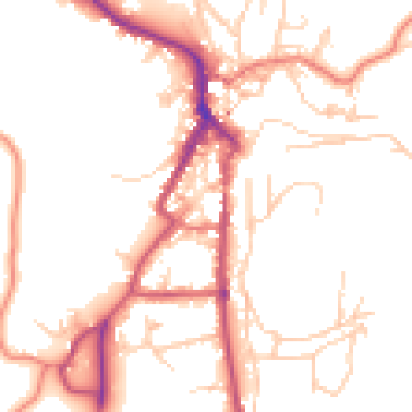 Daytime road noise heatmap for LA22 0BX