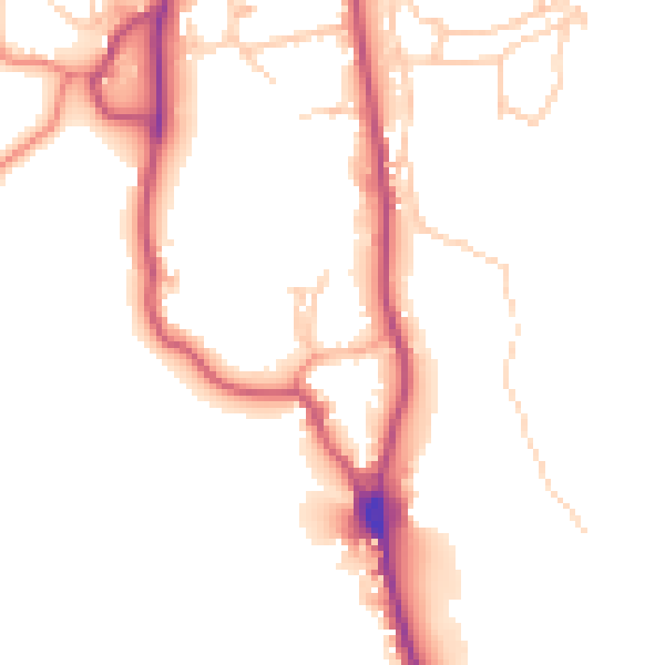 Daytime road noise heatmap for LA22 0DA