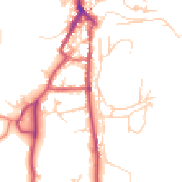 Daytime road noise heatmap for LA22 0DF