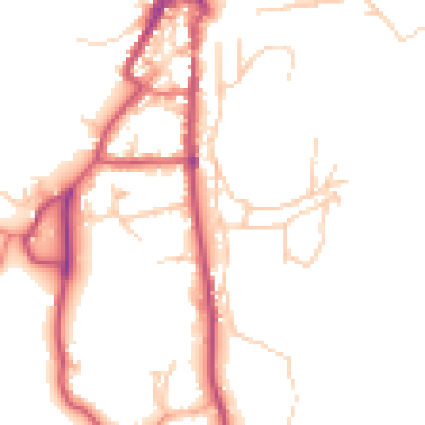 Daytime road noise heatmap for LA22 0DH