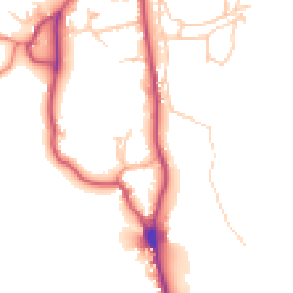 Daytime road noise heatmap for LA22 0DS