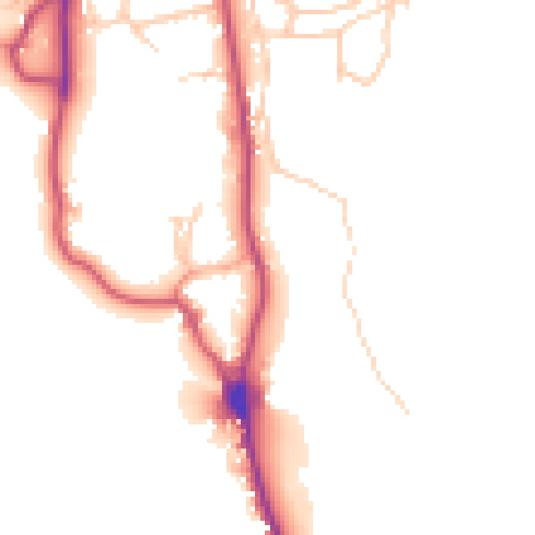 Daytime road noise heatmap for LA22 0DT