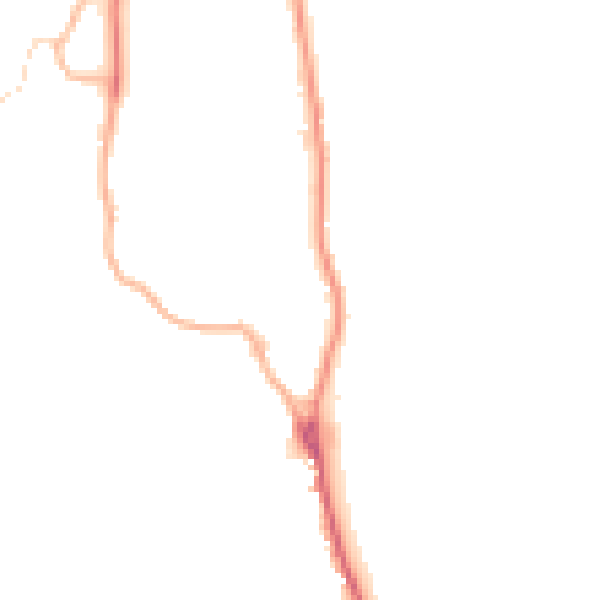Night-time road noise heatmap for LA22 0DU