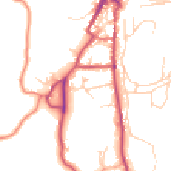 Daytime road noise heatmap for LA22 0DY