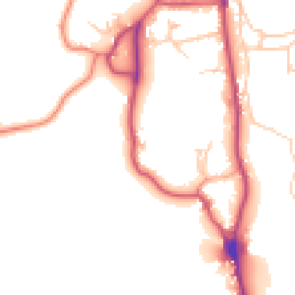Daytime road noise heatmap for LA22 0EN