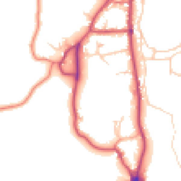 Daytime road noise heatmap for LA22 0LY
