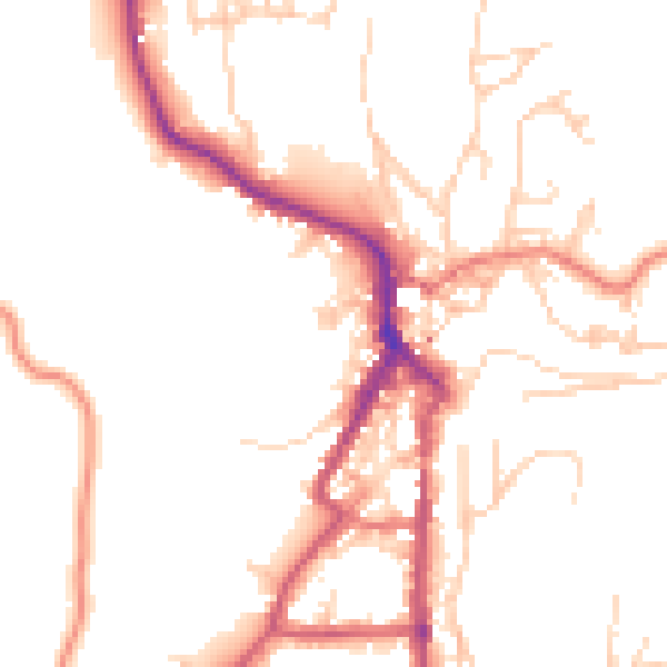 Daytime road noise heatmap for LA22 9AG