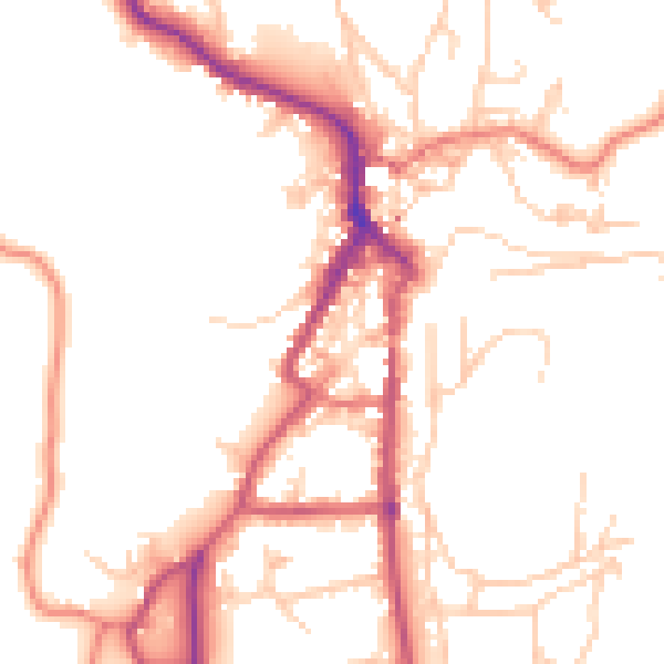 Daytime road noise heatmap for LA22 9DP