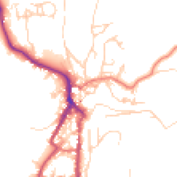 Daytime road noise heatmap for LA22 9EB