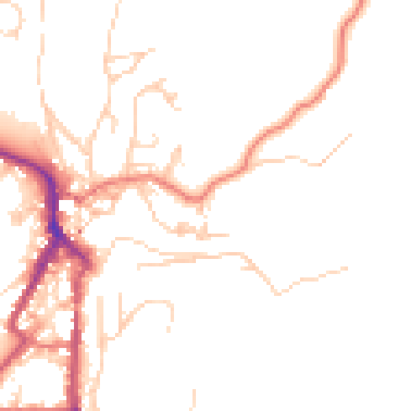 Daytime road noise heatmap for LA22 9EN