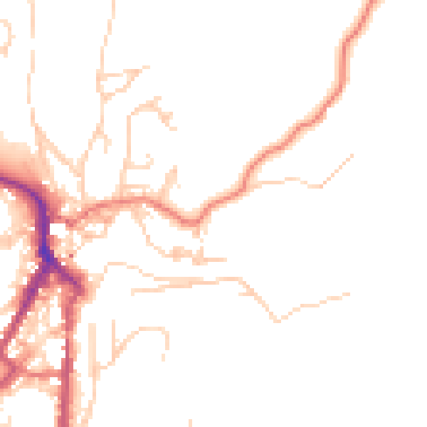 Daytime road noise heatmap for LA22 9ER