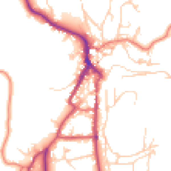 Daytime road noise heatmap for LA22 9FA