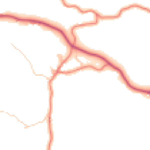 Daytime road noise heatmap for LA22 9HW