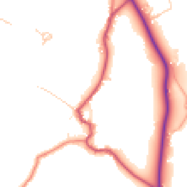 Daytime road noise heatmap for LA22 9TA