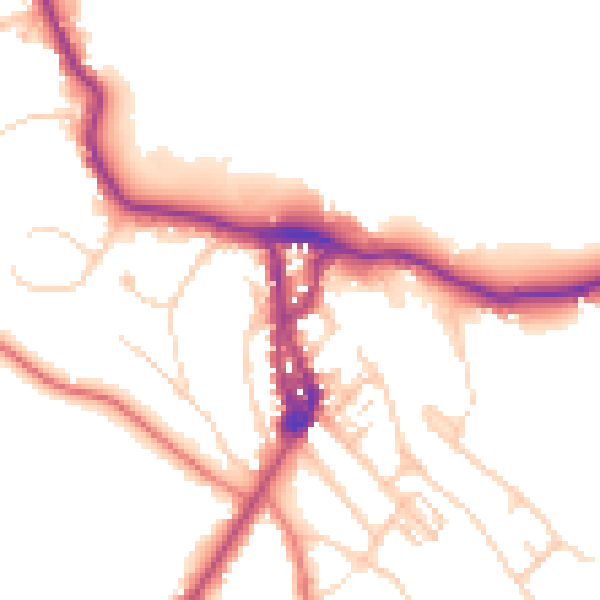 Daytime road noise heatmap for LA23 1AB