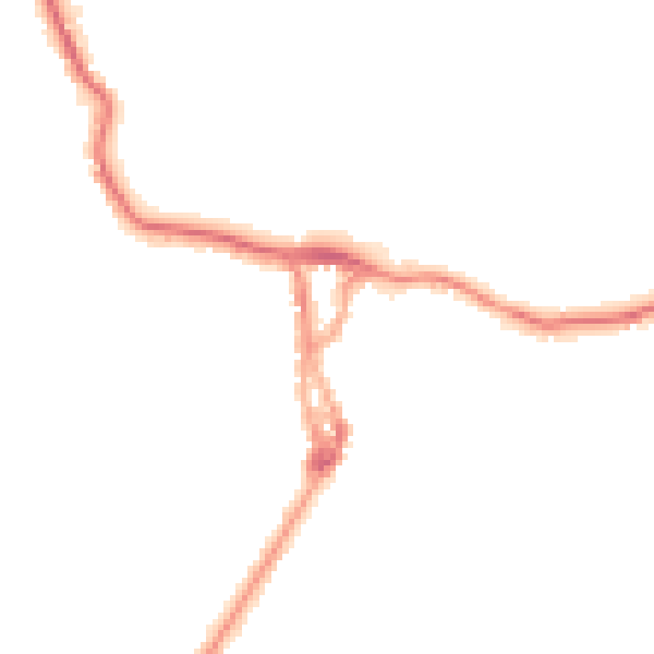 Night-time road noise heatmap for LA23 1AB