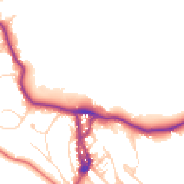 Daytime road noise heatmap for LA23 1AW
