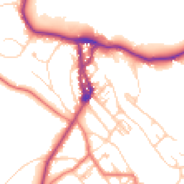 Daytime road noise heatmap for LA23 1BH