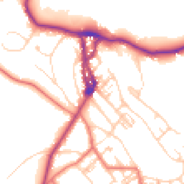 Daytime road noise heatmap for LA23 1BL