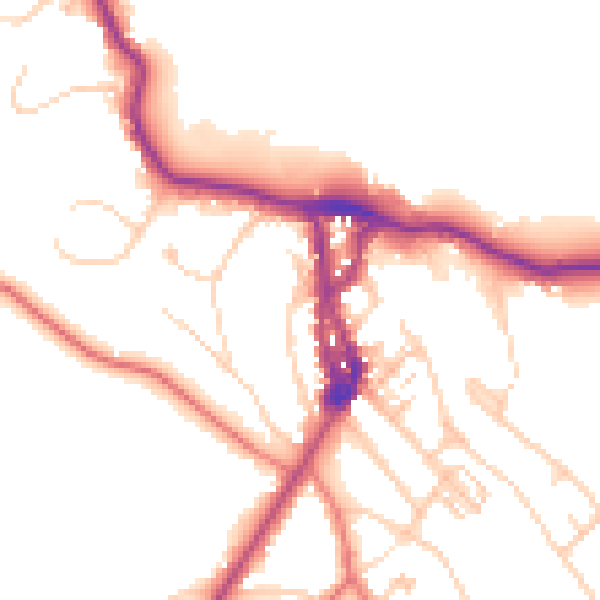 Daytime road noise heatmap for LA23 1BU