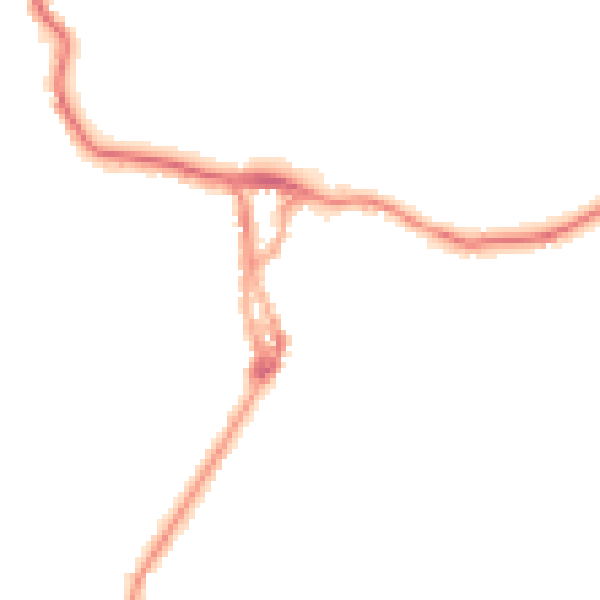 Night-time road noise heatmap for LA23 1EE