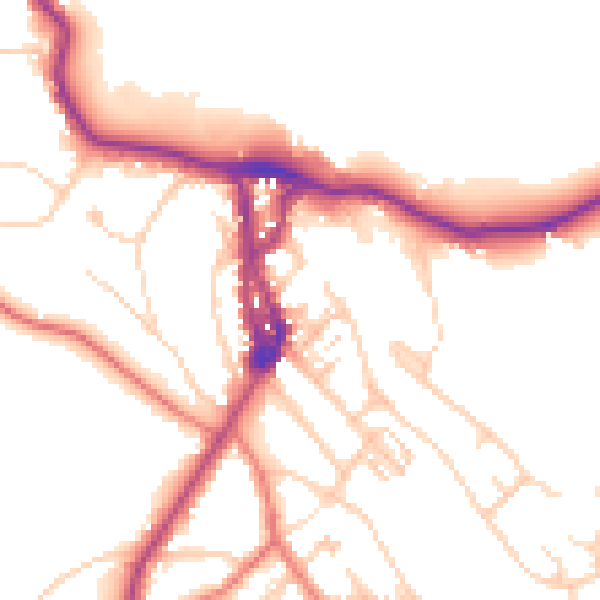 Daytime road noise heatmap for LA23 1EG
