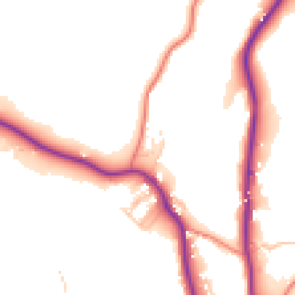 Daytime road noise heatmap for LA23 1HU