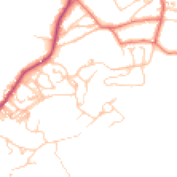 Daytime road noise heatmap for LA23 2HA