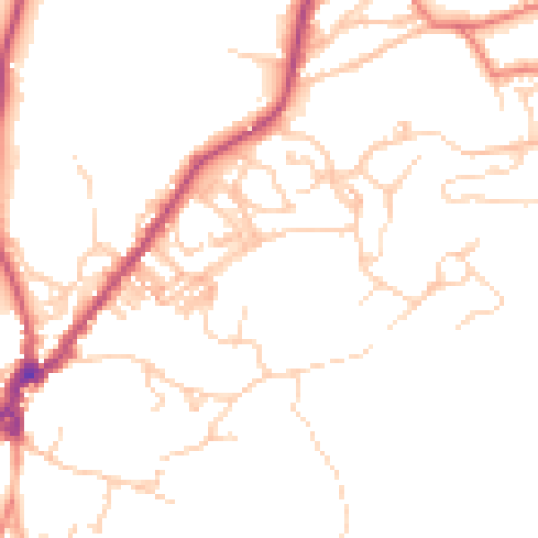 Daytime road noise heatmap for LA23 2JU