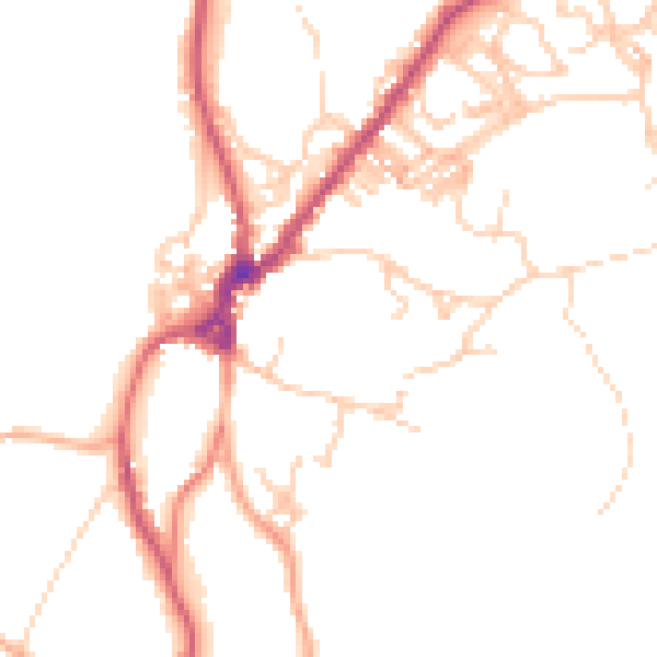Daytime road noise heatmap for LA23 3AJ