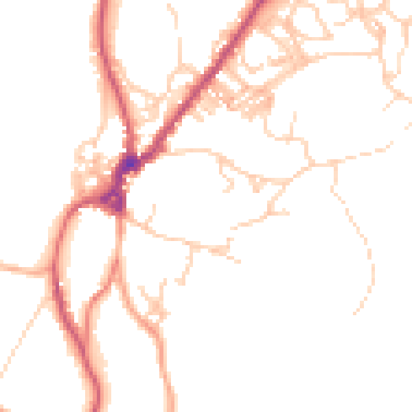 Daytime road noise heatmap for LA23 3AQ
