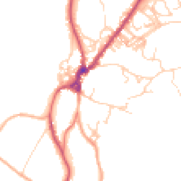 Daytime road noise heatmap for LA23 3AW
