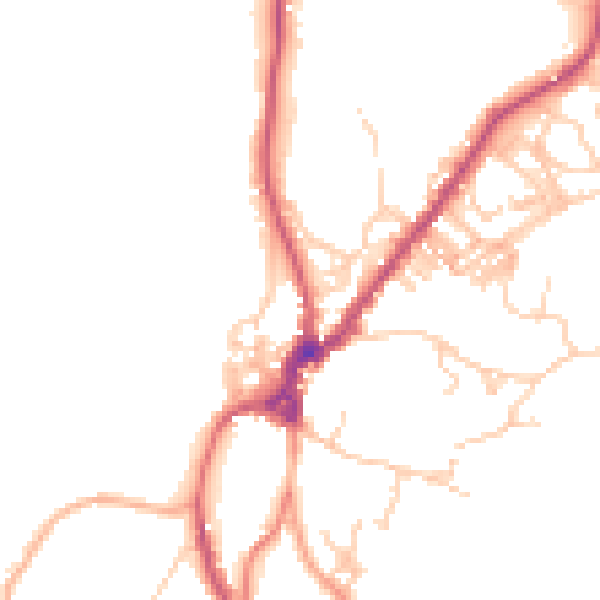Daytime road noise heatmap for LA23 3BZ