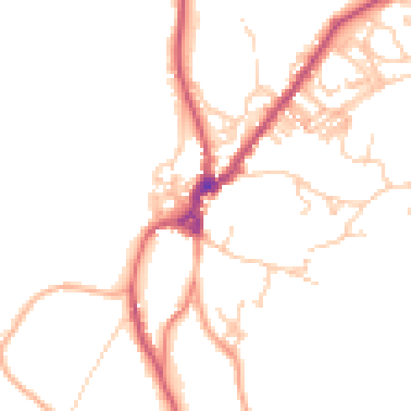 Daytime road noise heatmap for LA23 3EB