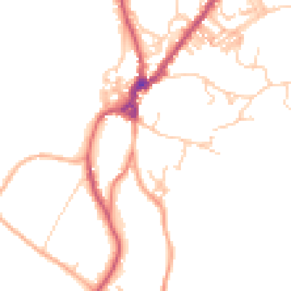 Daytime road noise heatmap for LA23 3EN
