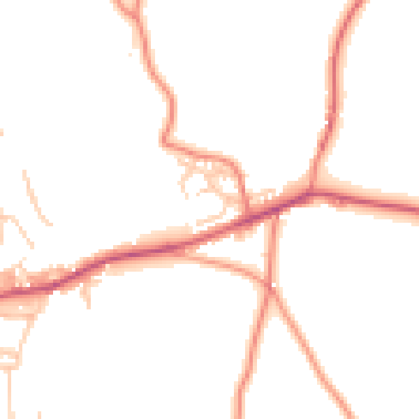 Daytime road noise heatmap for LA7 7DA