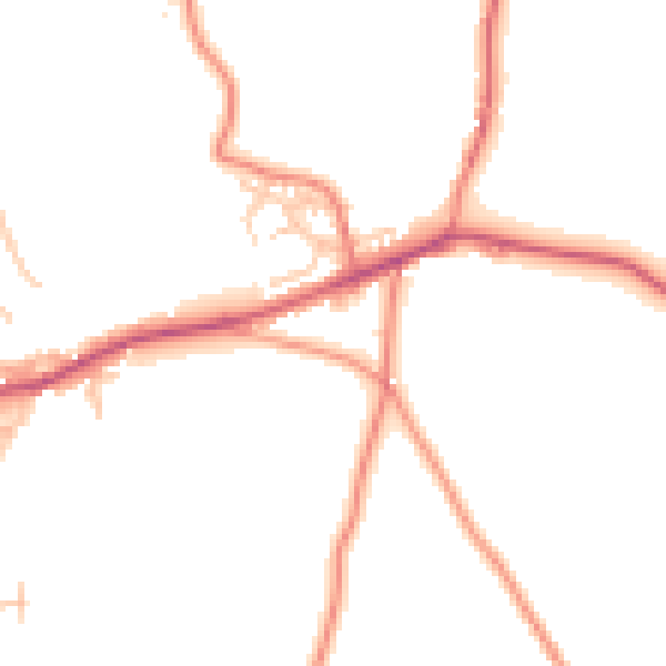 Daytime road noise heatmap for LA7 7DL
