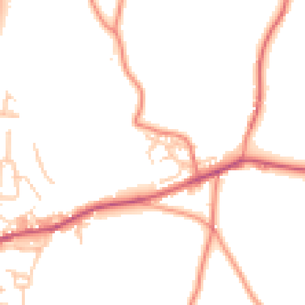 Daytime road noise heatmap for LA7 7DP