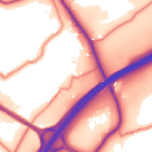 Daytime road noise heatmap for LA7 7NS