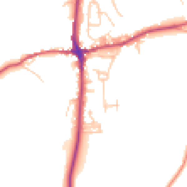 Daytime road noise heatmap for LA7 7QT