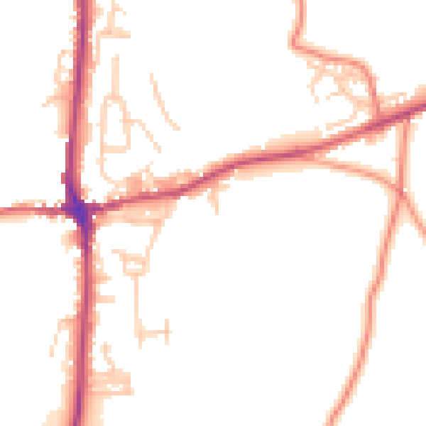 Daytime road noise heatmap for LA7 7RL