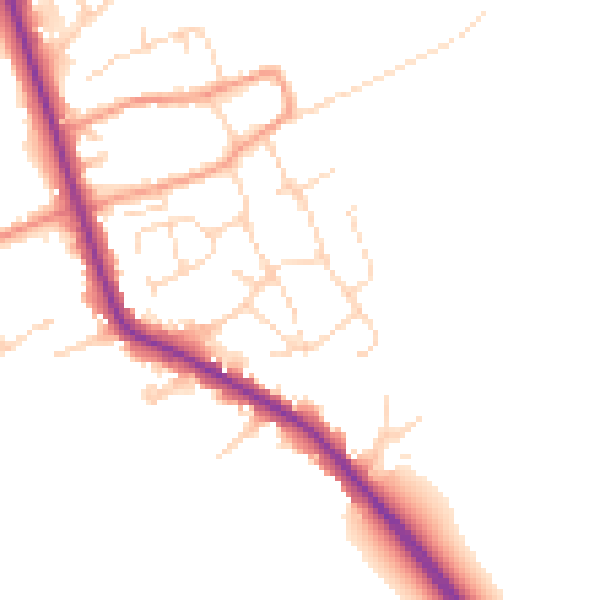 Daytime road noise heatmap for LE12 5JG