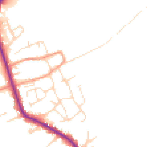 Daytime road noise heatmap for LE12 5JL