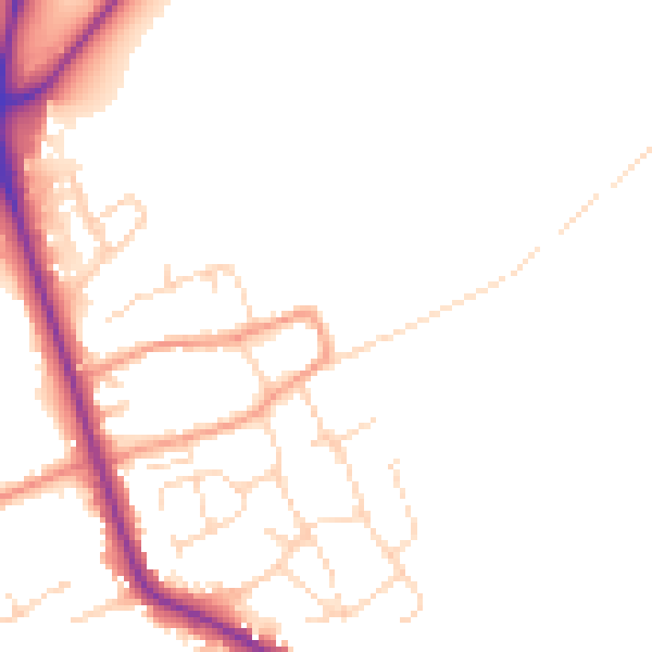 Daytime road noise heatmap for LE12 5LQ