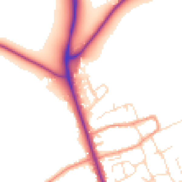Daytime road noise heatmap for LE12 5NX